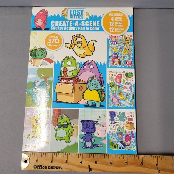 Lost Kitties Create A Scene Sticker Activity Coloring Book Paperback Pad Hasbro - Picture 7 of 11